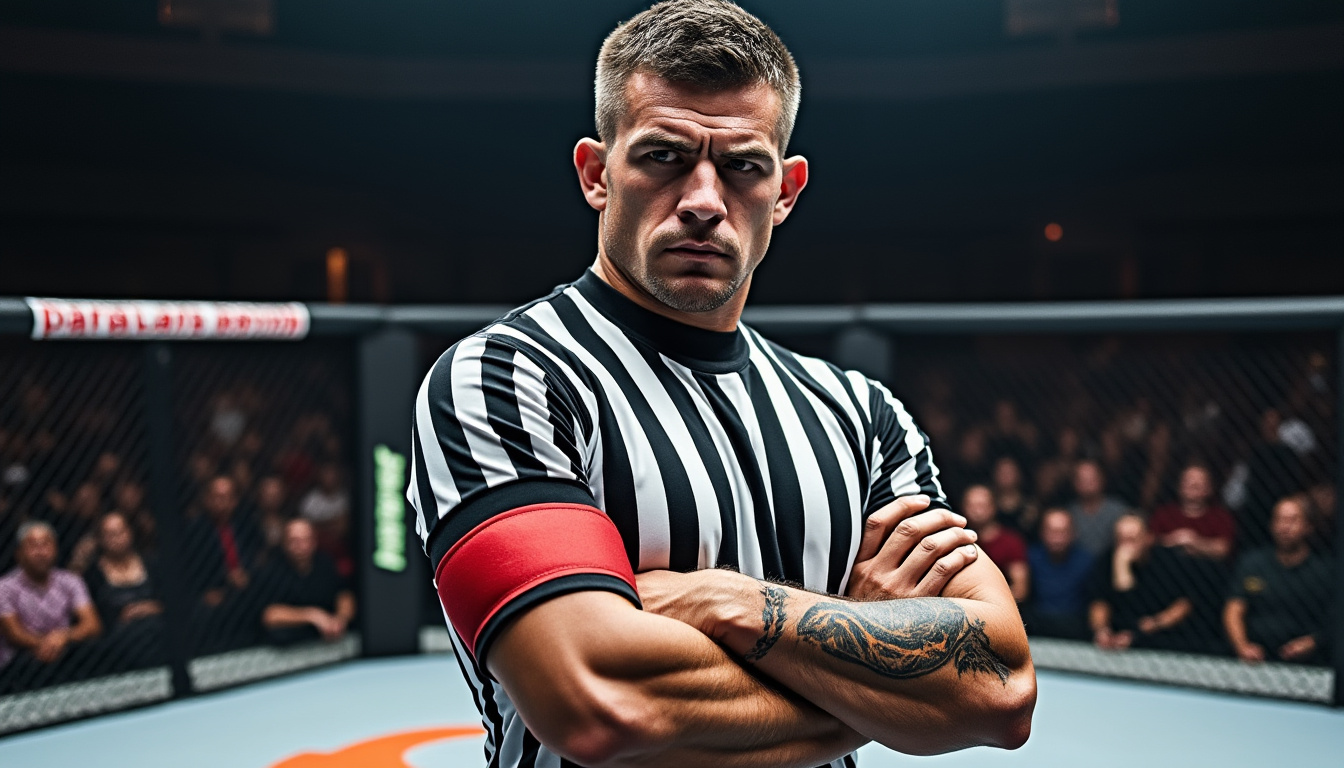 Arbitre de MMA supervisant un combat dans l'octogone