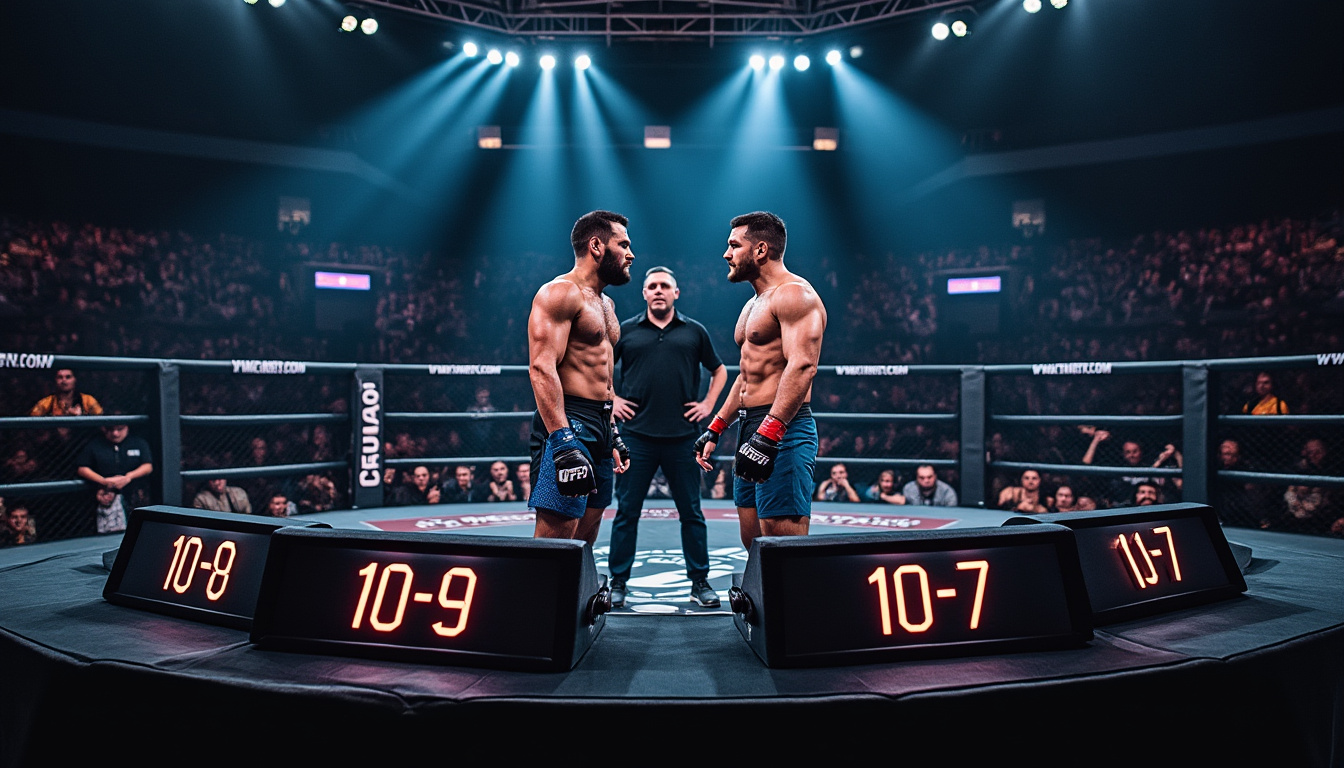 Arbitre de MMA maintenant l'ordre dans l'octogone lors d'un événement
