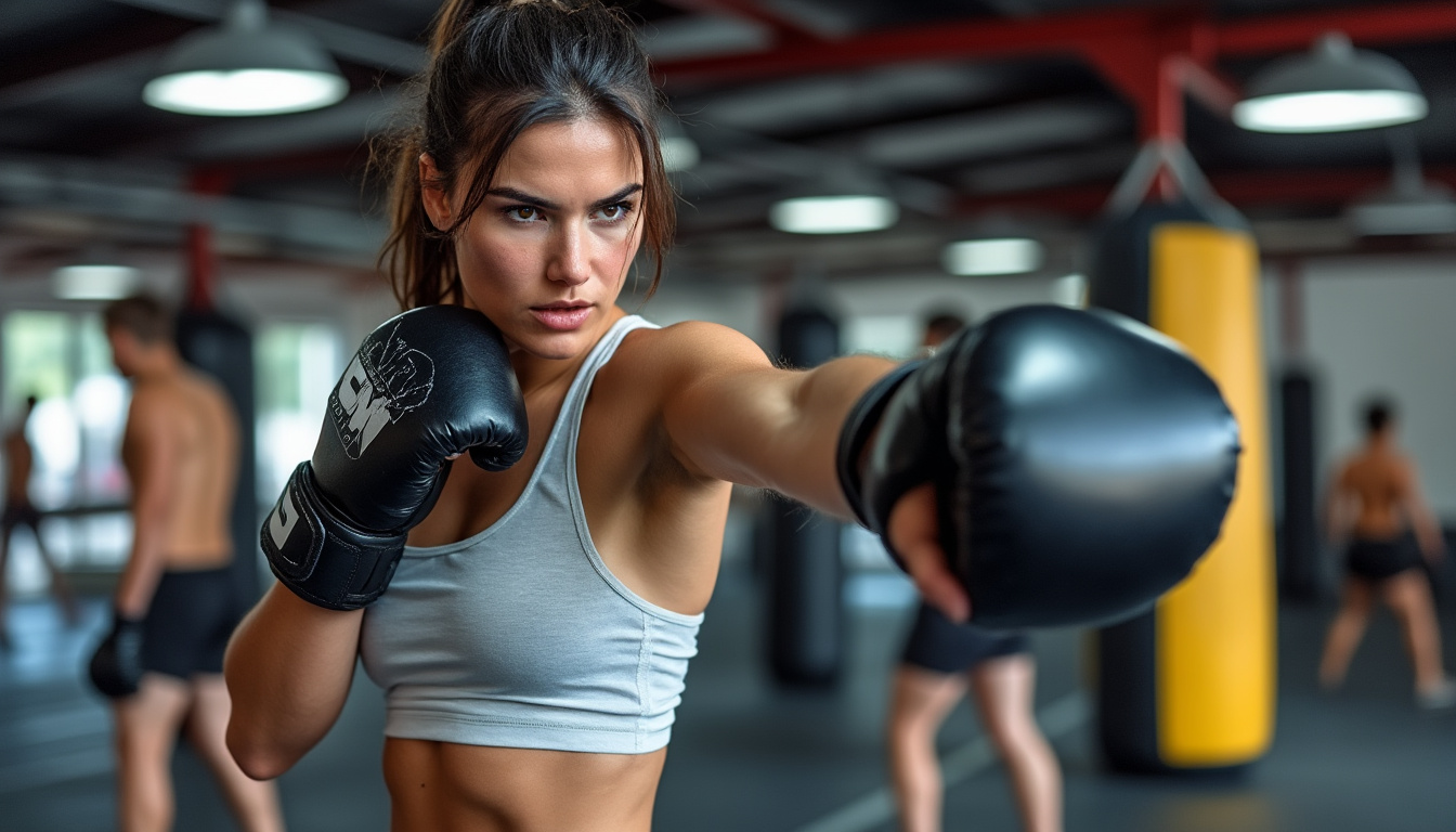 Femmes pratiquant le MMA dans un club en France