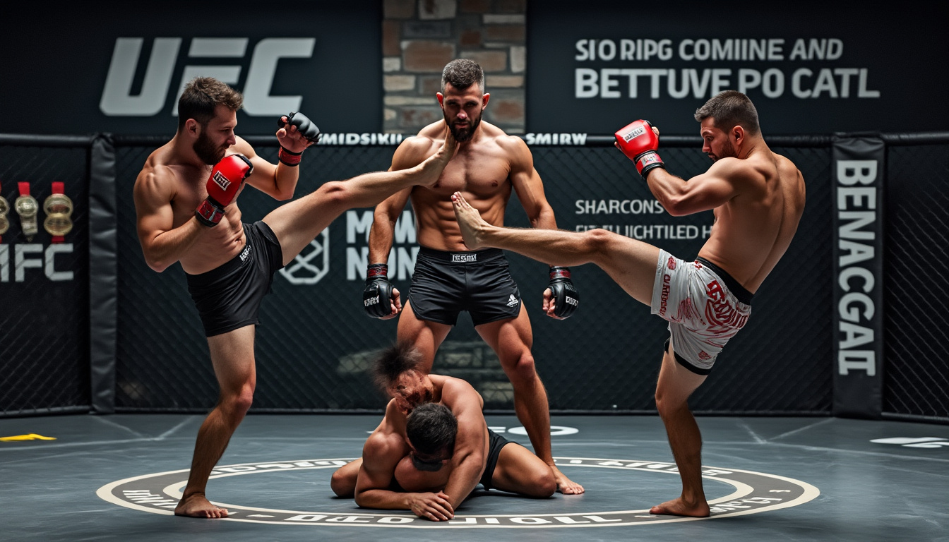 Pratiquants de MMA à l'entraînement dans un club, illustrant la transformation personnelle par la pratique régulière